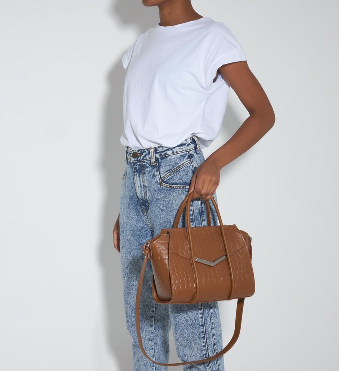 Bolsa Mini Tote Alexa Croco Caramelo Bolsa Mini Tote Alexa Croco Caramelo