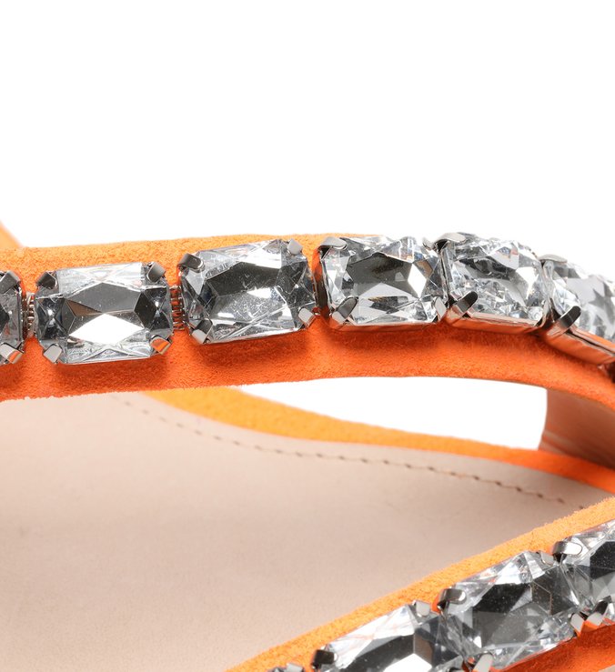 Rasteira Crystal Glam Neon Orange Rasteira Crystal Glam Neon Orange