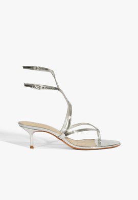 Sandália Prata Salto Fino com Tiras