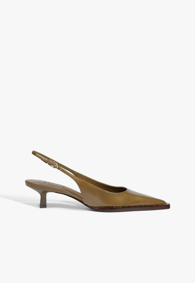 Scarpin Slingback Couro Verde
