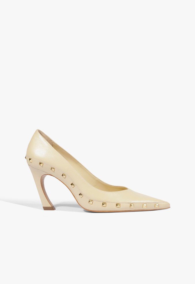 Scarpin Lexi Studs Salto Alto Couro Nude