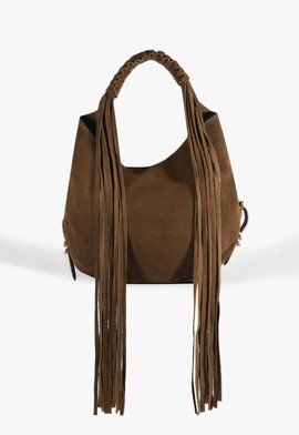 Bolsa Hobo Média Suede Marrom