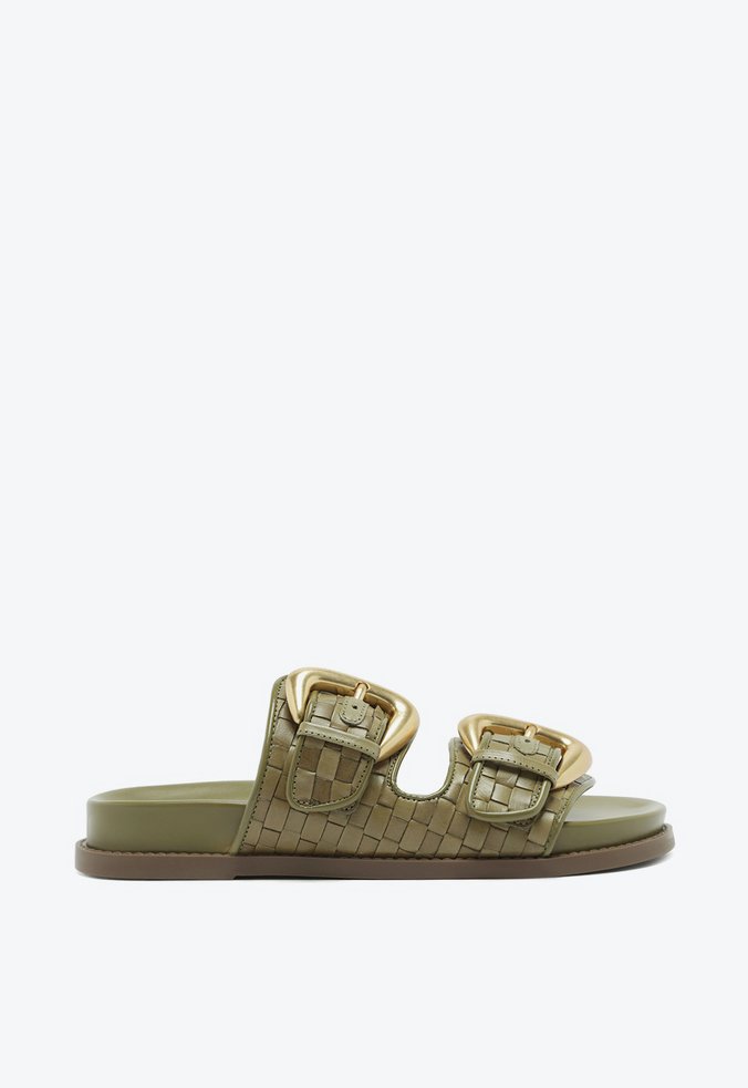 Papete Casual Flats Couro Verde