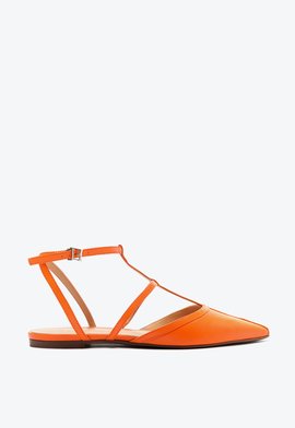 Sapatilha Couro Tiras Laranja