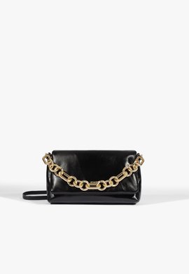 Bolsa Tiracolo Pequena Couro Corrente Preta