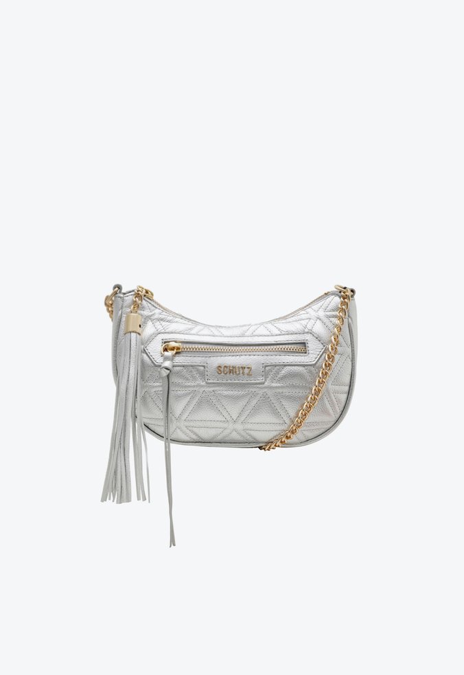 Bolsa Shoulder Couro Matelassê Prateada