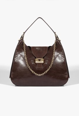 Bolsa Hobo Harlow Grande Couro Marrom