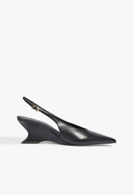 Slingback Siena Mid Buckle Couro Preto