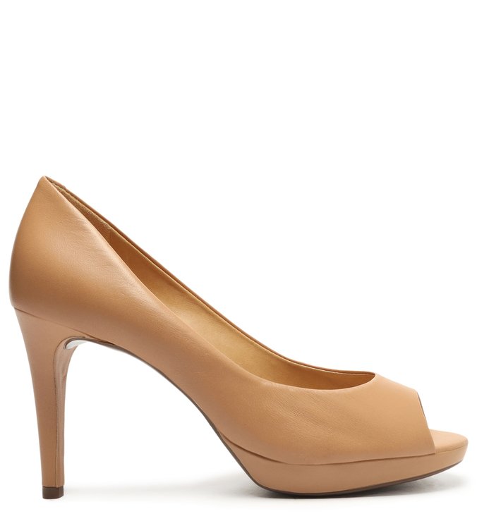 Sapato Peep Toe Bege