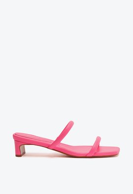 Sandália Salto Bloco Mid Ully Couro Rosa