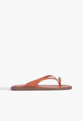 Sandália Rasteira Kate Couro Laranja