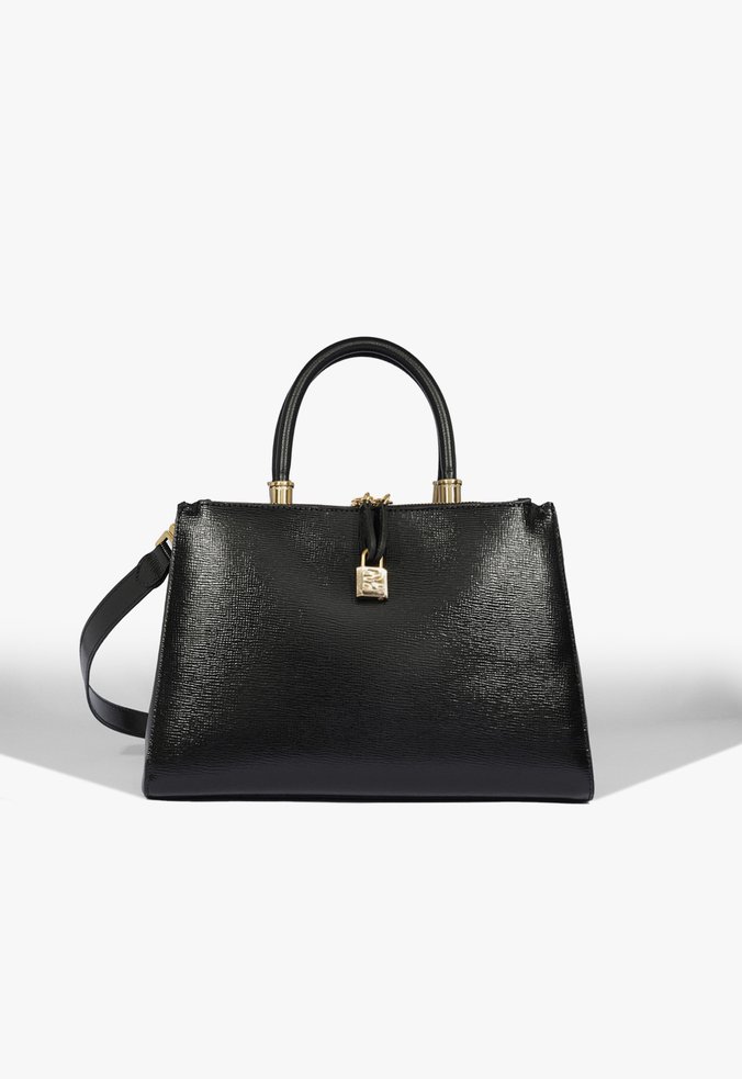 Bolsa Tote Lorena Top Handle Grande Couro Preta
