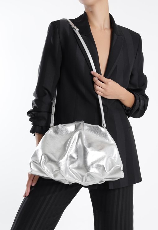 Bolsa Avril Grande Couro Prata