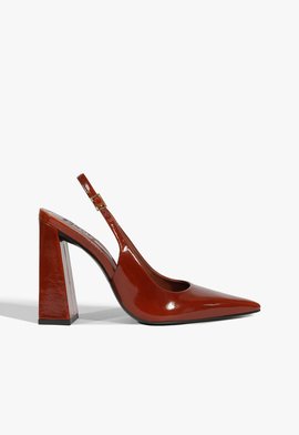 Scarpin Slingback Rhonda Couro Marrom