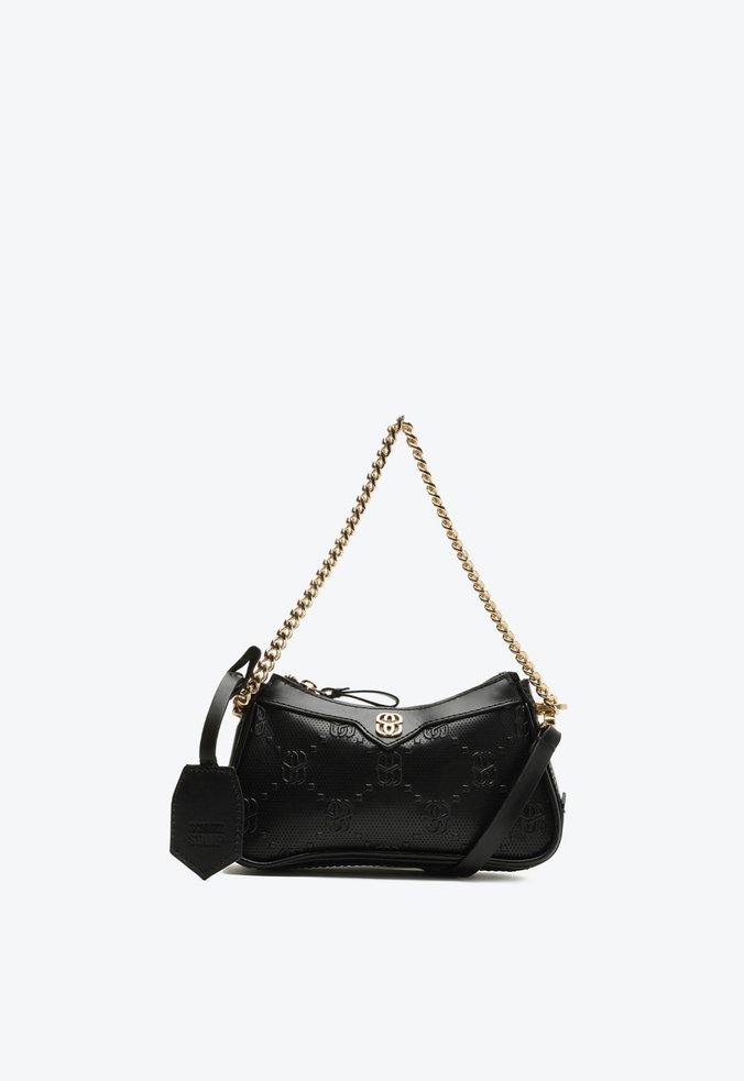 Bolsa Mini Shoulder Denna Stamp Couro Preta