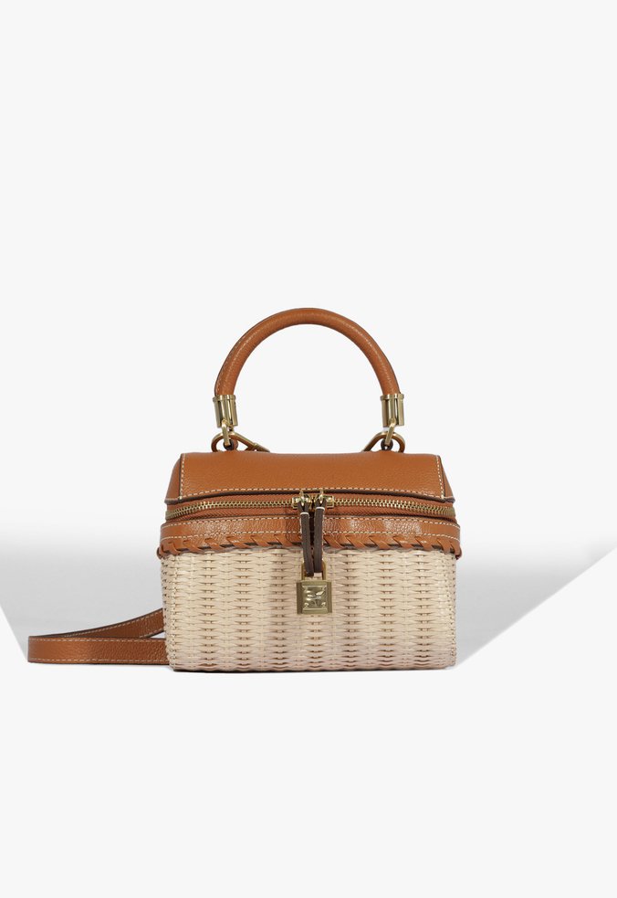 Bolsa Satchel Lorena Picnic Couro Marom