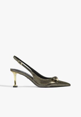 Sapato Scarpin Slingback Couro Preto