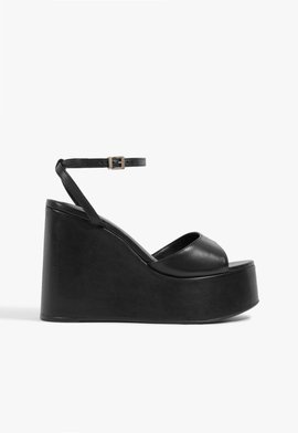 Sandalia Plataforma Etta Couro Preta