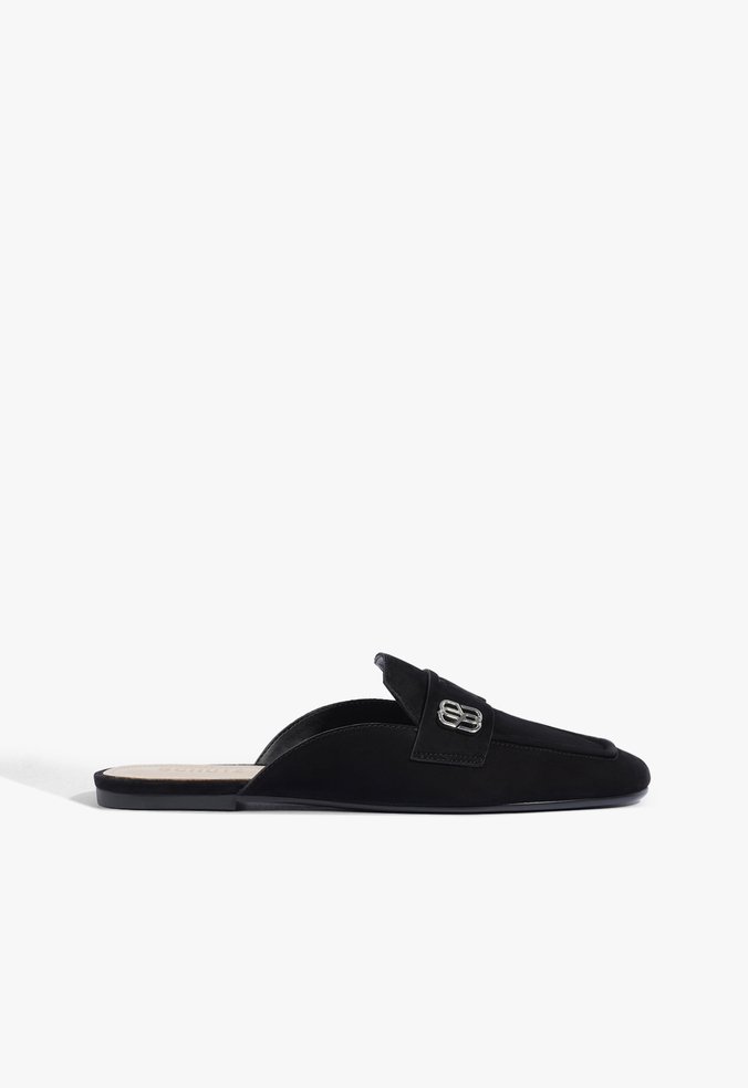 Sapato Mule Rasteira Nobuck Preto