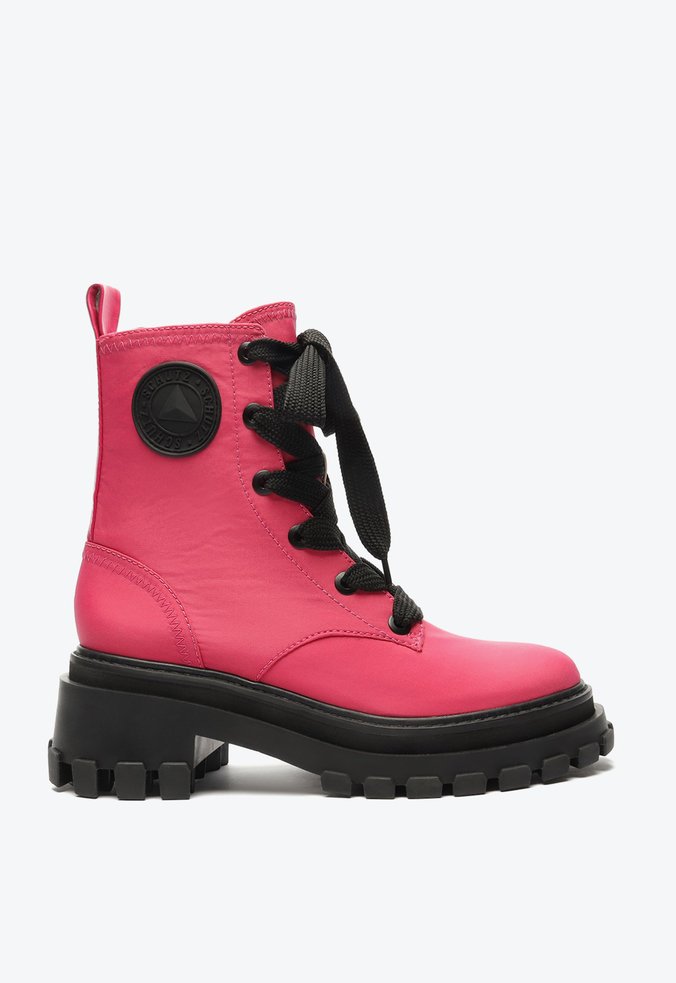 Bota Coturno Tratorado Nylon Neon Rosa