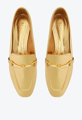 Sapato Mocassim Couro Enfeite Dourado
