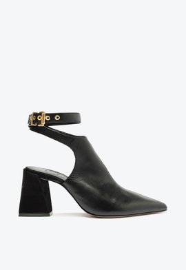 Scarpin Aberto Couro Preto