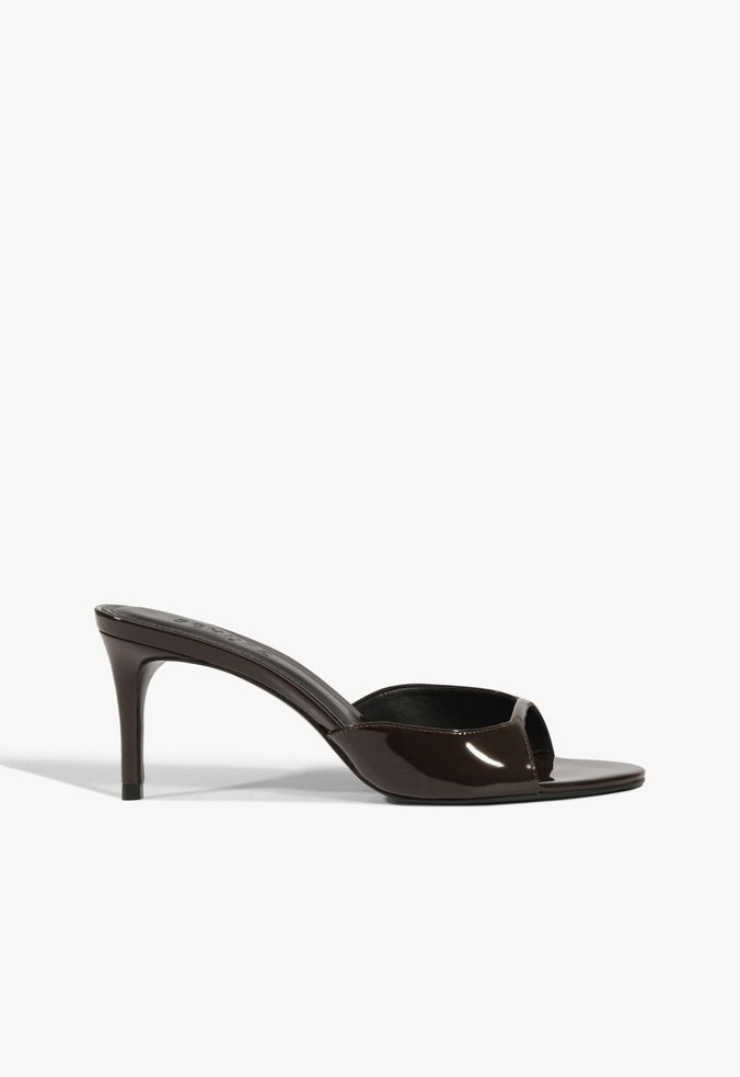 Tamanco Mule Arlette Couro Marrom Escuro