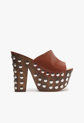 Sandália Mule Raviena Couro Marrom