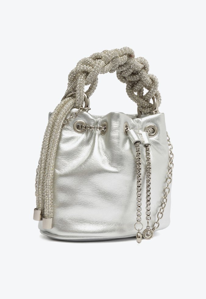 Bolsa Bucket Média Couro Prateada | Schutz