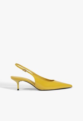 Scarpin Paola Mid Couro Amarelo