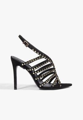 Sandália Studs Couro Preta