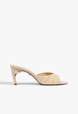 Tamanco Mule Curve Verniz Croco Nude