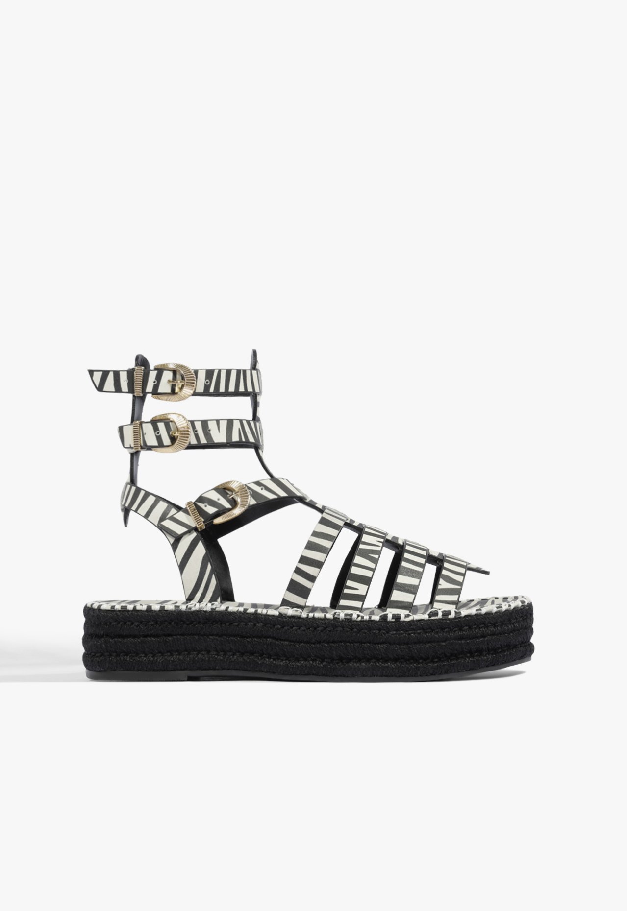 Sandália Flatform Baixa Corda Gladiadora Couro Zebra | Schutz