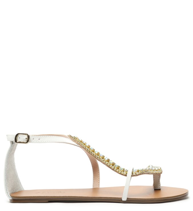 Sandália Rasteira Snake Glam Pedraria White