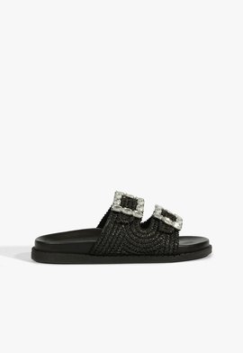 Papete Couro Fivelas Preto