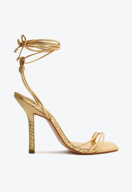 Sandália Salto Fino Dourada