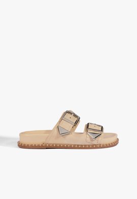 Sandália Papete Camurça Triangle Bege
