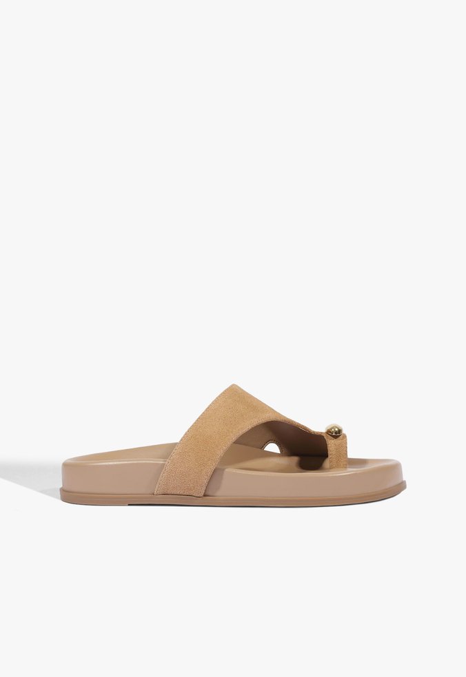 Papete Flatform Tira Dedo Adornos Couro Marrom