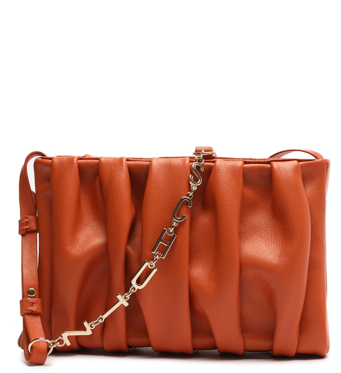 Bolsa Tiracolo Média Alba Couro Laranja