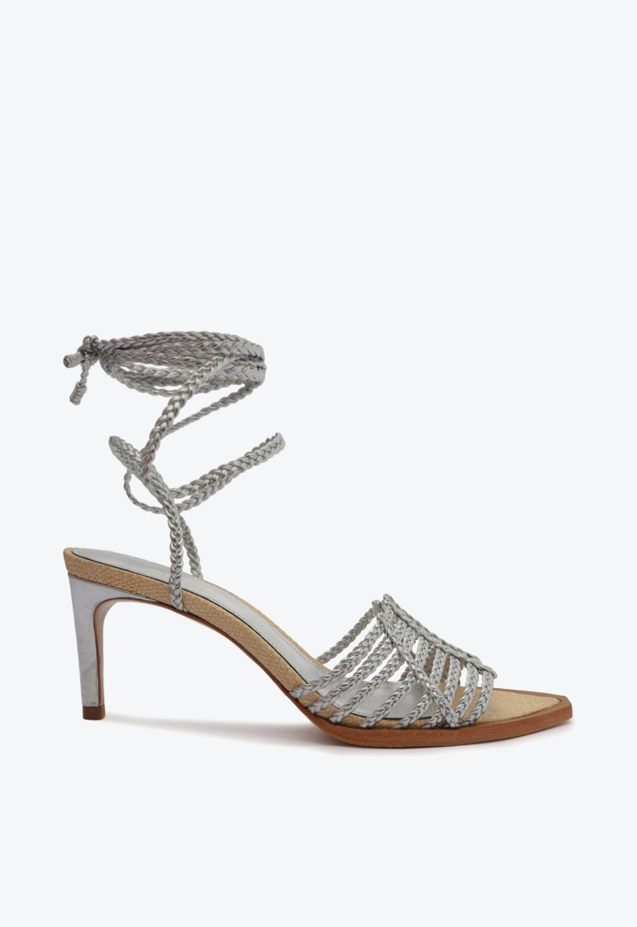 Sandália Salto Médio Adele Amarração Prata | Schutz