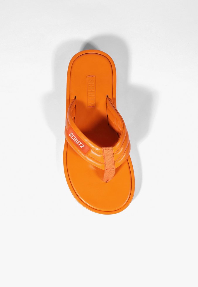 Chinelo Zoe Couro Laranja | Schutz