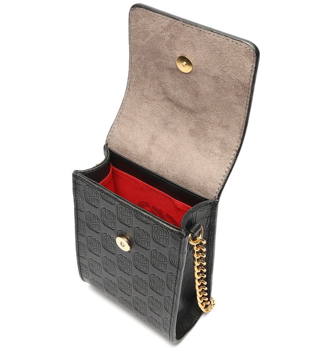 Bolsa Tiracolo Pequena Emblem Couro Preta Bolsa Tiracolo Pequena Emblem Couro Preta
