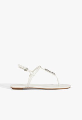 Sandália Rasteira Crystal Schutz Logo Branco