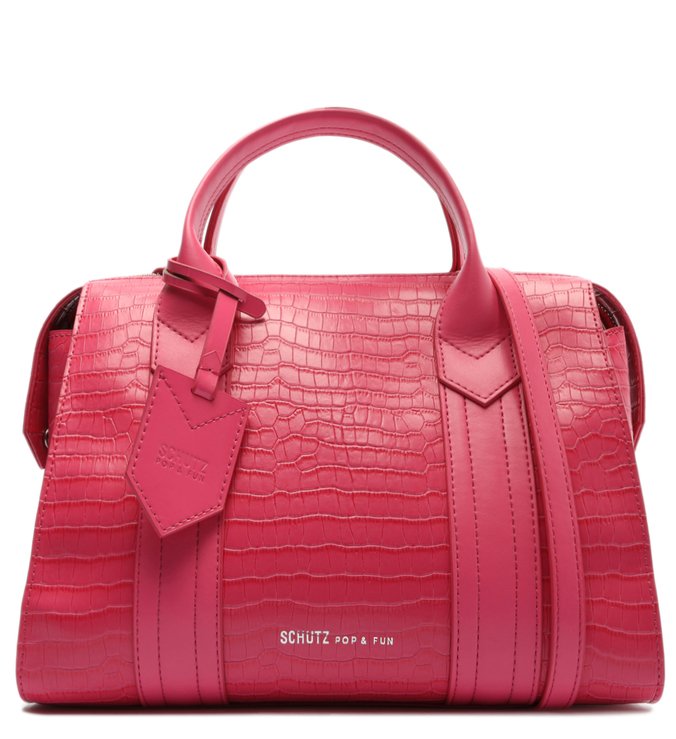 Bolsa Tiracolo Média Croco Pink