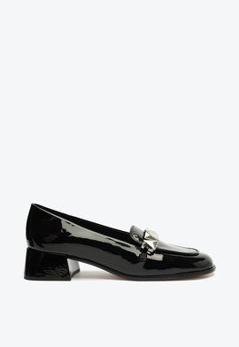Sapato Mocassim Domenica Verniz Triangle Preto