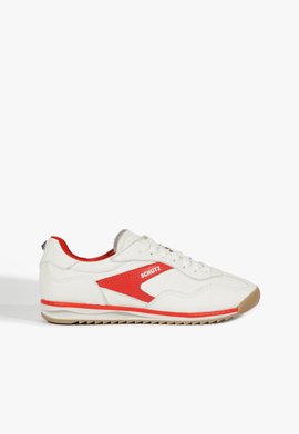 Tênis Retrô Couro Vermelho Branco
