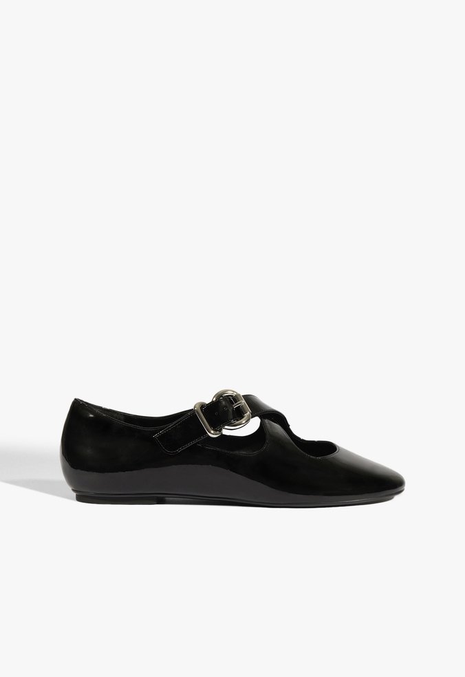 Sapatilha Myriam Flat Couro Animal Preta
