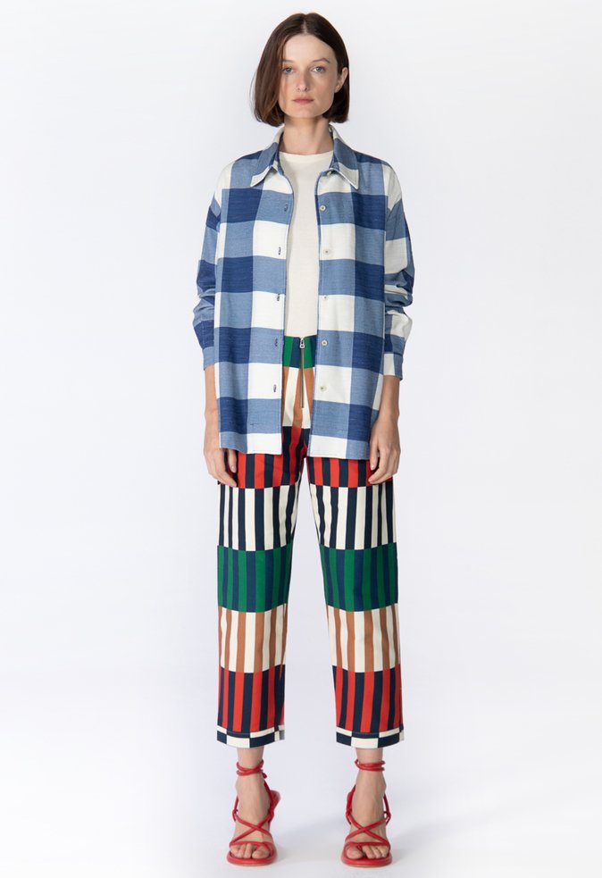 Camisa Oversized Xadrez Azul