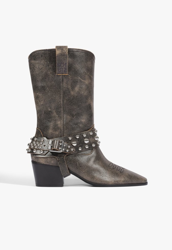 Bota Western Studs Couro Preta