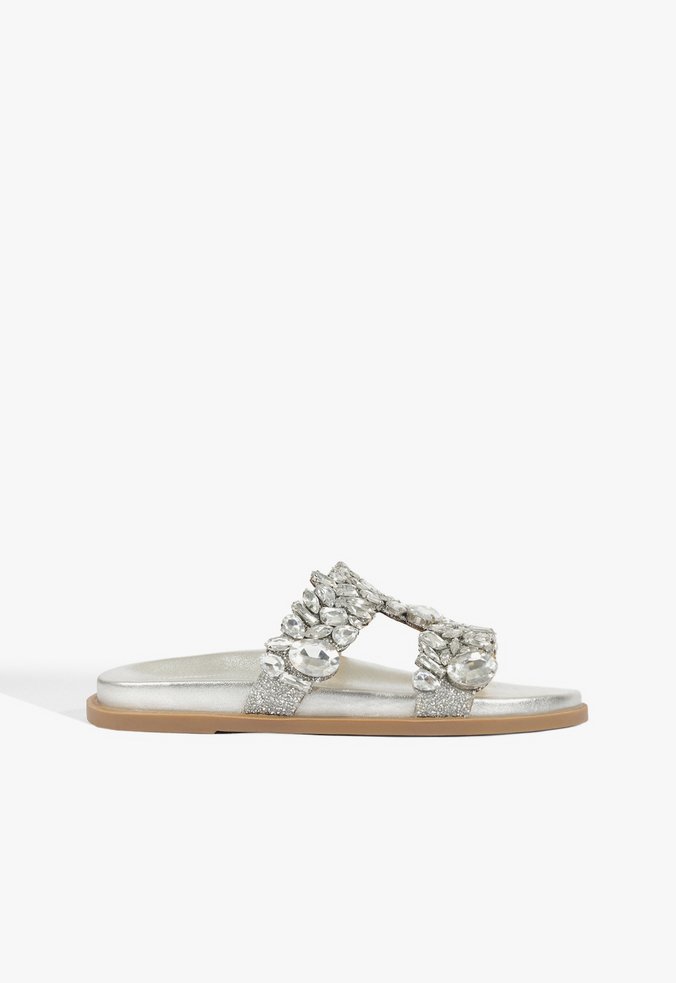 Sandália Papete Brilho Prata